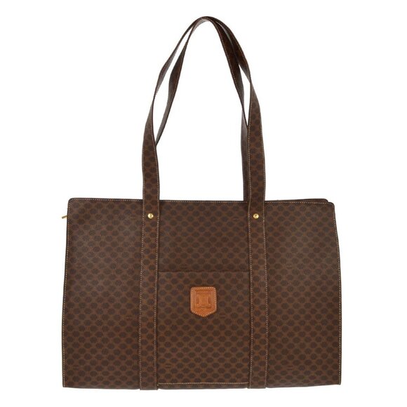 Celine Brown Macadam Shoulder Tote Bag - Picture 1 of 8